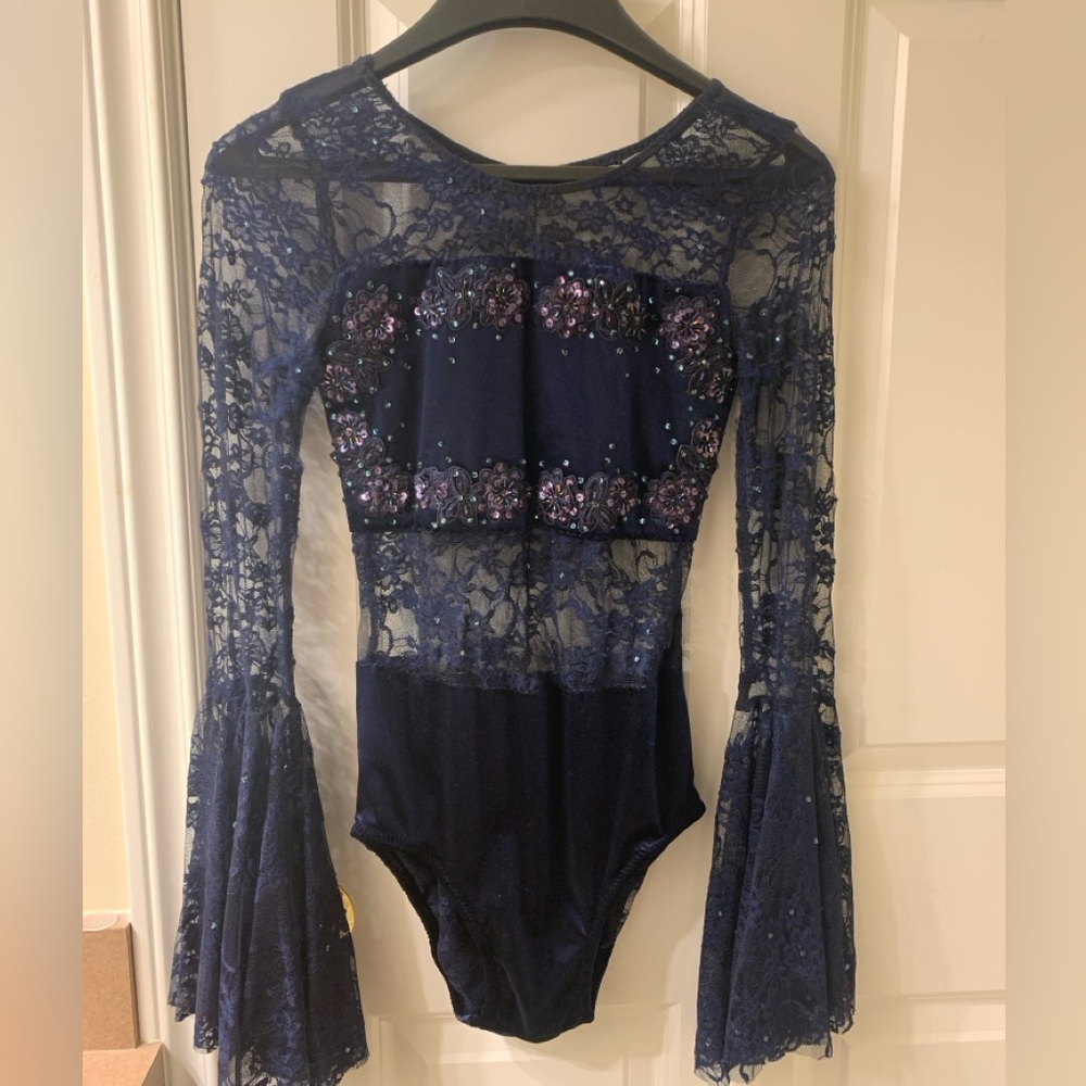 Custom Contemporary Dance Leotard With Bell Sleeves